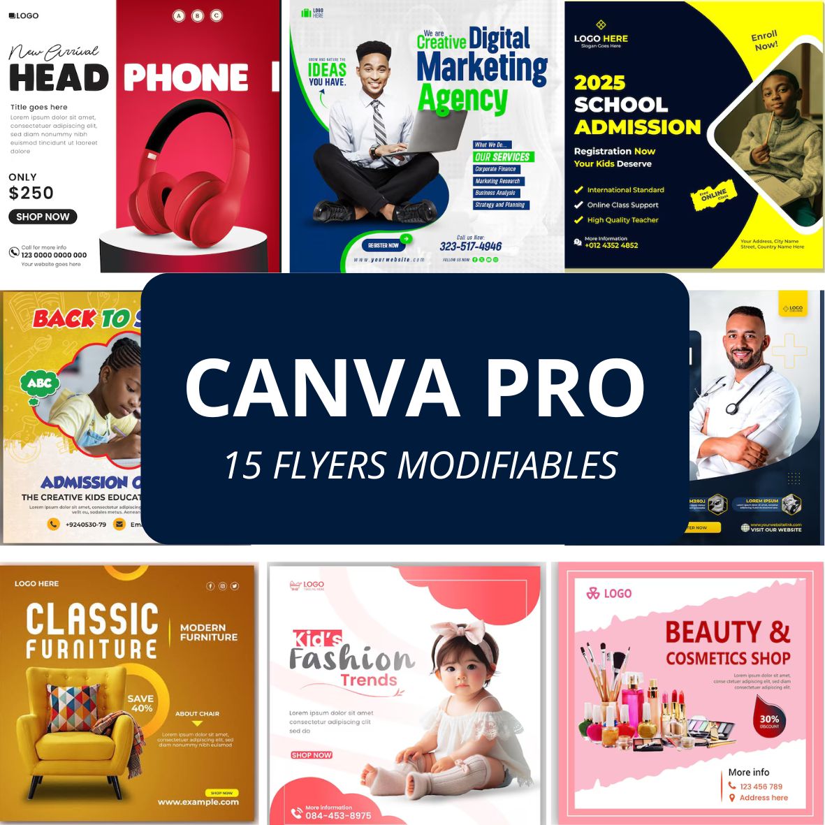 Pack 15 Templates Canva Carré